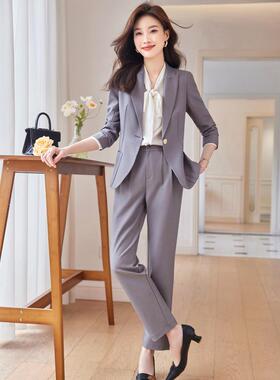 小西装龄+九分裤两件套秋成套搭配减轻熟AL728751法季套式西服装