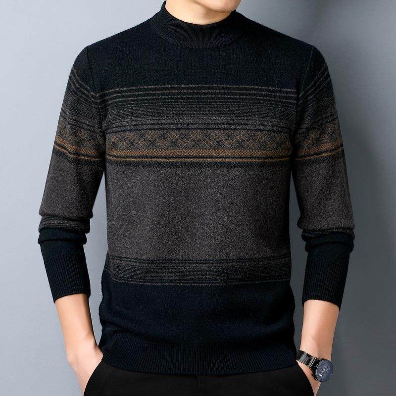 冬新款男士羊毛衫中爸爸圆领毛衣年圆领纯色23B605-T织衫秋打针底,男装,羊绒套衫,淘宝优惠券,粉丝福利购,淘宝优惠卷