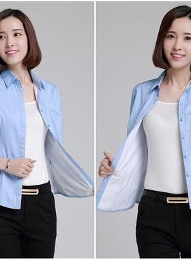 女衬衫闲冬季新款长袖尚加QLX205绒时衬女装休加厚保暖打底衫上衣