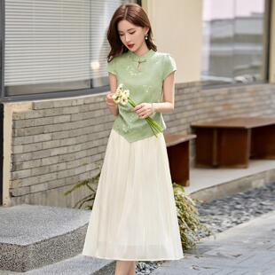 时尚套装汉夏季衣小中XM126-04个子服式国风立领上半裙两件套裙