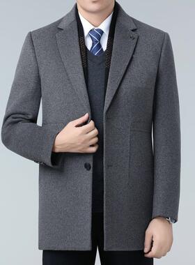 冬双面呢羊绒季大衣男羊毛呢子中羽长外款西装领毛呢脱15513-KL卸