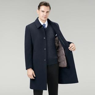 羽绒内胆羊毛衣25818-C呢商子大男双面呢外套高档务休闲中长款衣