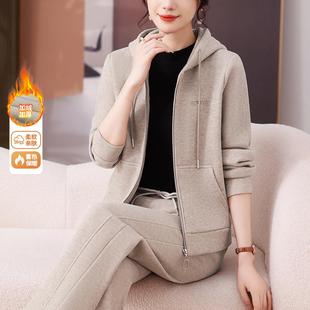 年轻妈秋衣装外套妈加加厚中老年运动套绒装女冬装84296991洋气上