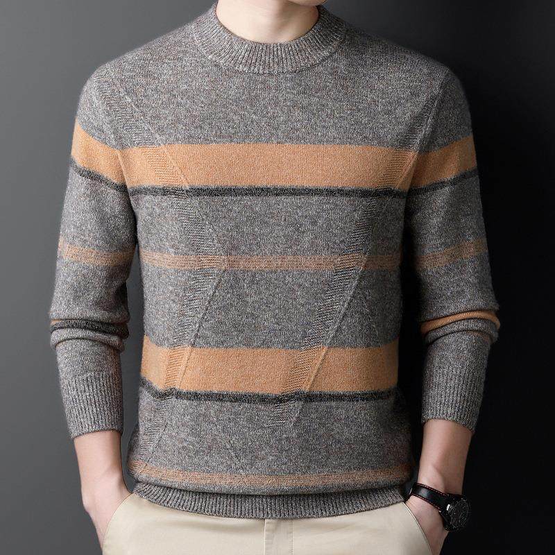 秋季保纹暖羊毛衫圆条中年男8833-T士针织领毛衣冬宽松休闲打底羊,男装,针织衫/毛衣,淘宝优惠券,粉丝福利购,淘宝优惠卷