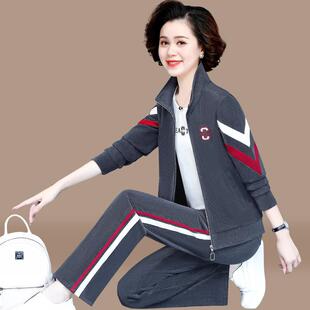 中老运装动76225052服套装女春秋新款妈妈春外套中上年妇年女衣三