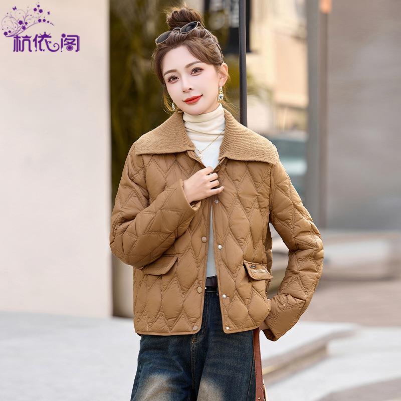 短款绒棉衣女季新款格夹棉外套ZYI9986洋气轻冬薄羽棉菱服保暖小