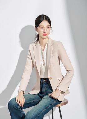 套灰色休闲简装约职业YAN-A86装长小西领外女秋冬袖季新款时尚气