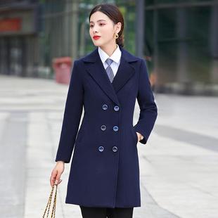 职业长装呢子大衣大中款银行店案场物业工服女AL839338冬季加厚毛