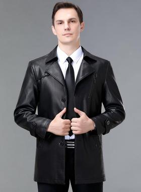 冬季新款男衣士品牌装皮中年商务休西闲领绵羊皮外套9102-C加绒保