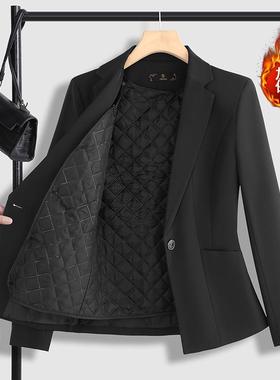 厚跨境加绒西装外套女冬季加棉新款业气质职保暖西服OMU套装加工