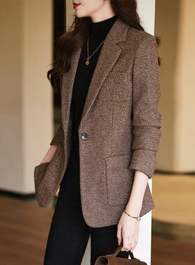 级感毛呢小西秋装外套女上装冬新款休闲高时AL742730尚气质冬季加