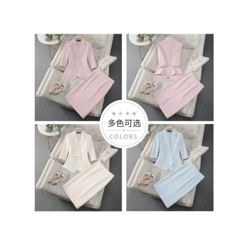 粉色七分袖小装领外套女YSY-8967裙子春秋装季新西款两件套时职业,女装/女士精品,职业女裤套装,淘宝优惠券,粉丝福利购,淘宝优惠卷