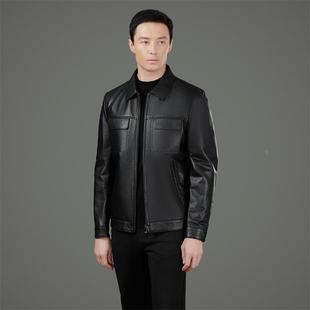 雷同机款海宁真皮总皮衣男套头层牛皮翻领外美25100-KJ式休闲车潮