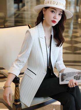 款一粒扣西纹装条外套女春装气轻熟新高级感女神范西服AL66895上