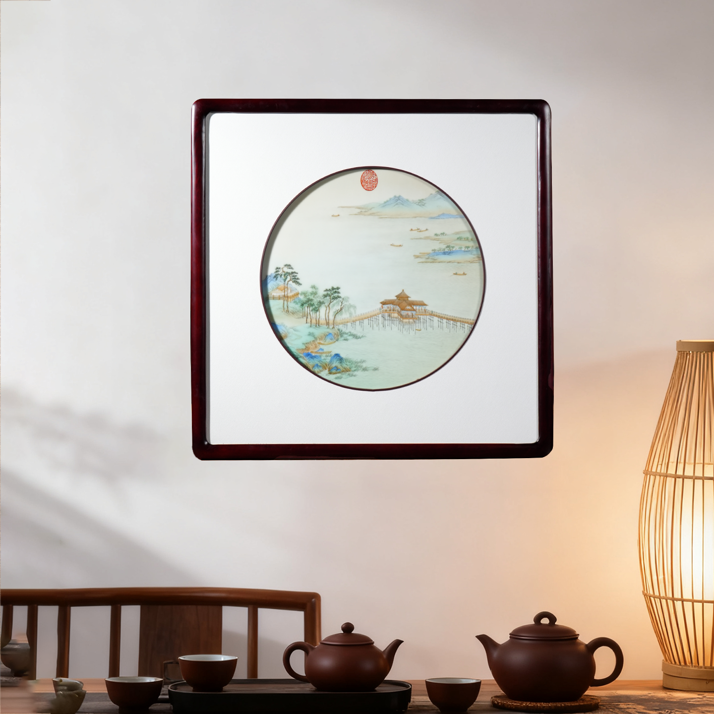 宁封窑卧室沙发背景墙挂画带框圆形工艺饰品通用景德镇陶瓷瓷板画,家居饰品,工艺画,淘宝优惠券,粉丝福利购,淘宝优惠卷