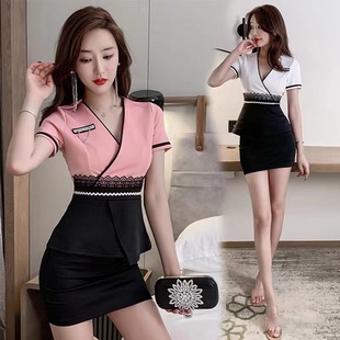 足疗工作服套装女新款气质足浴店沐足工衣前台性感按摩技师套装