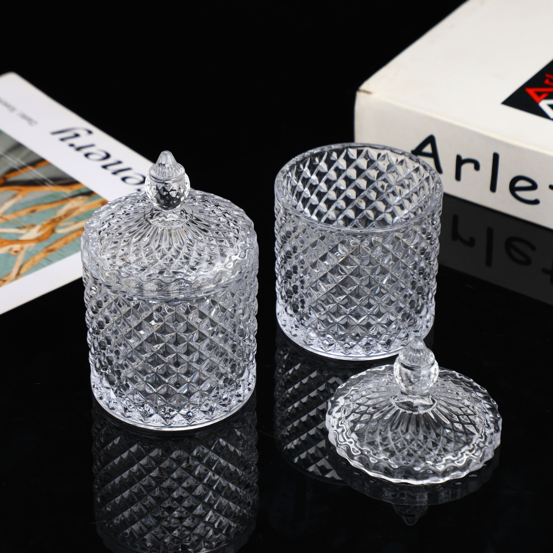 欧式水晶玻璃储物罐糖果罐糖缸干果点心零食罐方糖罐透明牙签盒