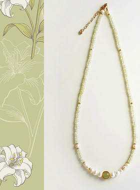 和田玉天然石珍珠项链配饰感锁骨链女不掉色简约轻奢颈链饰品