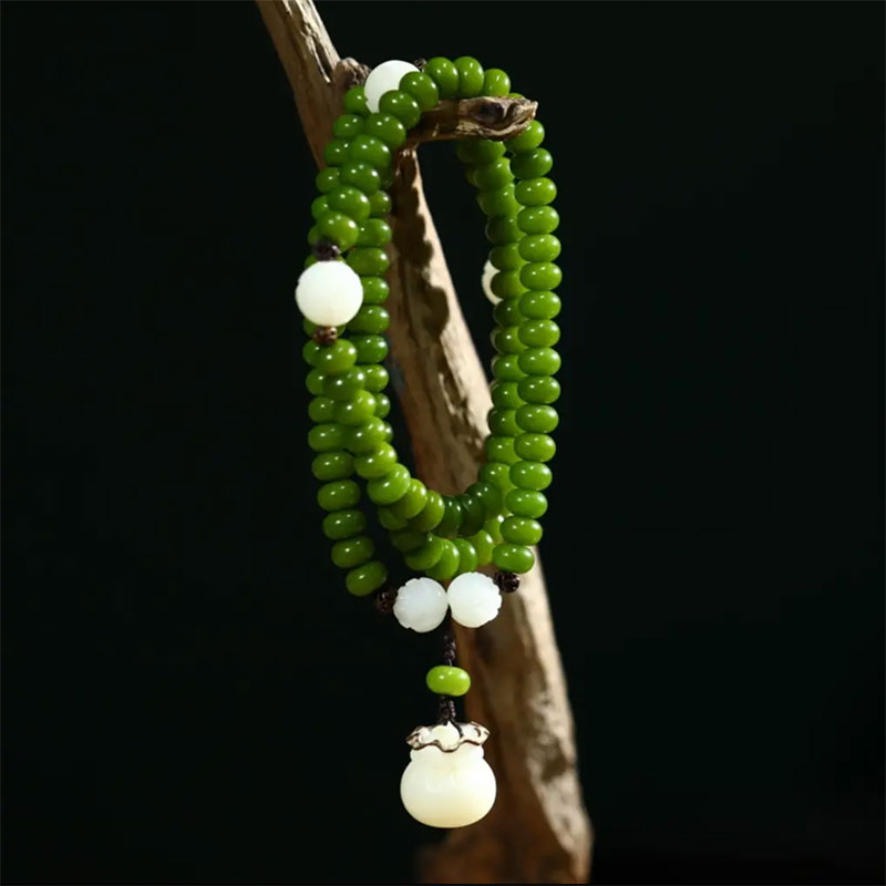 青玉钱袋菩提子108颗手链毛衣链