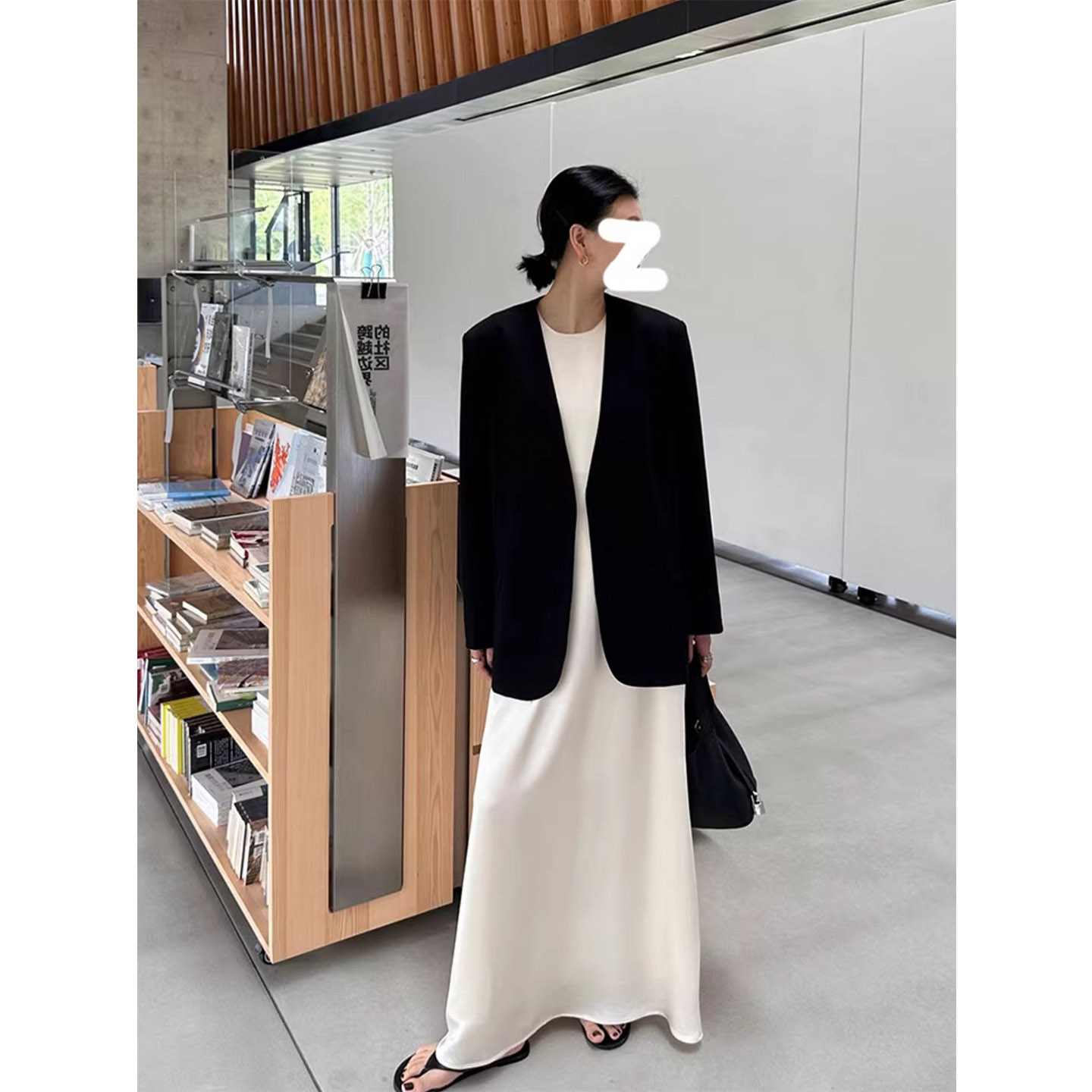 韩版时尚黑色宽松西装外套女