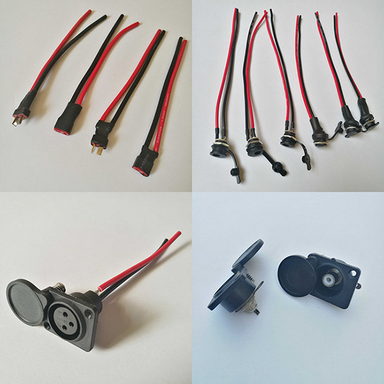 电动车锂电池卡农莲花座圆孔带盖充电接头插口充电器插头线连接线