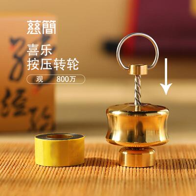 黄铜指压迷你观音转金轮转经件