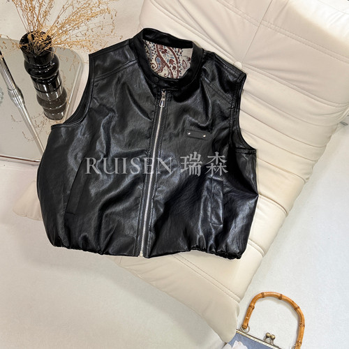 879 休闲百搭皮夹克马甲秋冬新品
