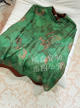 363 国风老料满丝立领长袖打底衫T恤上衣-胸围98-前长60后67