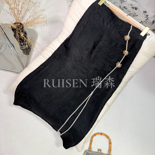816 超好看浮光锦纯色提花半身裙新中式系列