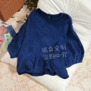 胸围112 上衣T恤 衣长56 霜感大王缎圆领落肩蝙蝠袖 871