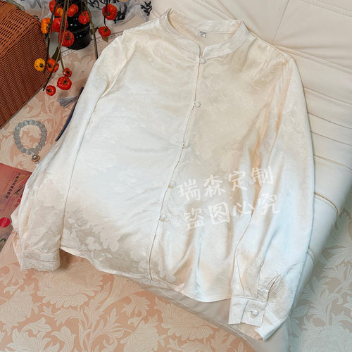 796 中式国风蝶恋花立领衬衫长袖上衣-胸围100-衣长60