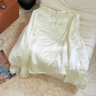 百搭气质仙女范 打底衫 2610 圆领纯色肌理感醋酸长袖