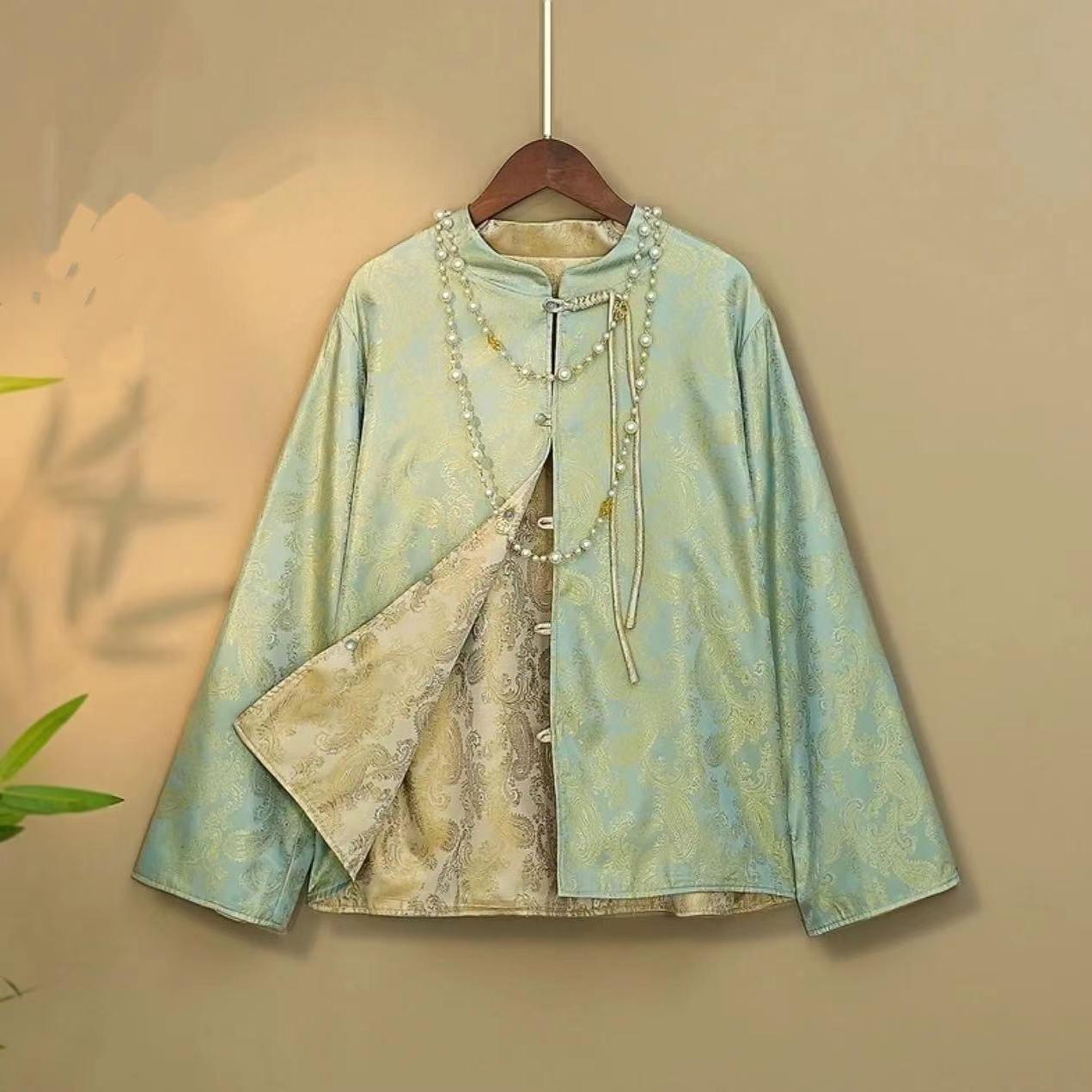 491 双面穿小清新外套新中式国风气质立领街头薄款外搭上衣