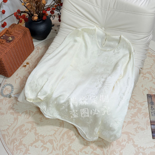 中式 前长62 国风简约圆领长袖 胸围106 后长66 刻花上衣打底衫 658