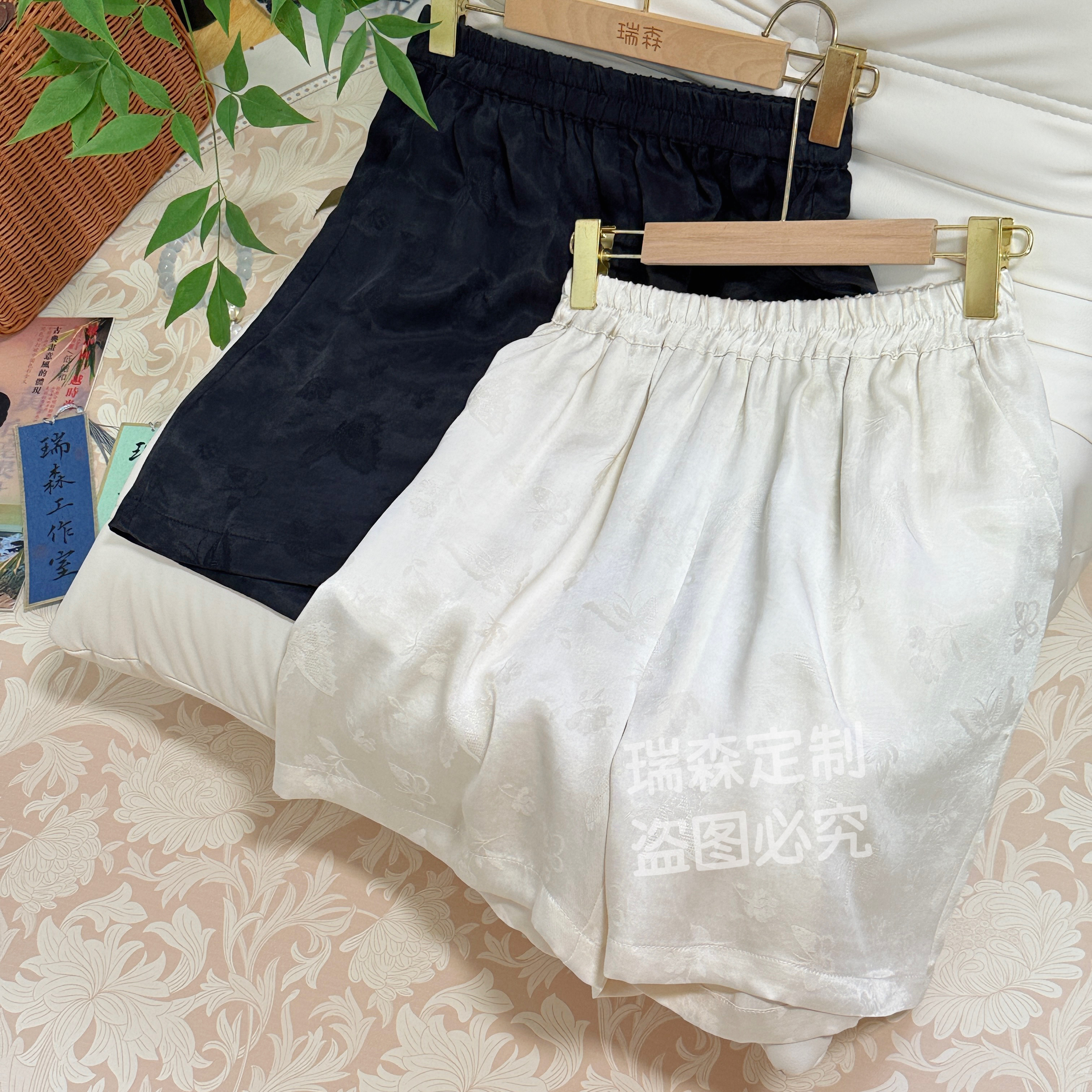 851 蝶恋花霜感花萝短裤夏季薄款百搭休闲-腰围64-裤长48