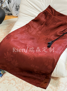 2647 重磅老料油皮子香云纱花萝复古国风半身裙纯色