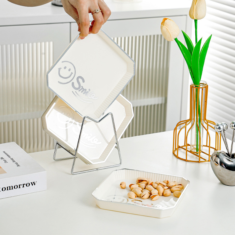 吐骨头盘碟家用创意精致小盘子水果盘零食碟餐桌垃圾吐骨塑料盘碟