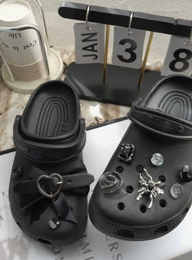 “Cool girl”小众甜酷风洞洞鞋鞋花配饰适配Crocs通用鞋扣可拆卸