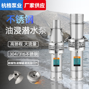 QY不锈钢油浸泵 耐腐蚀耐酸碱灌溉泵380V 大流量海水泵养殖专用泵