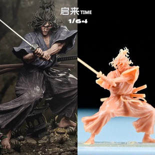 日本武士宫本武藏人物摆件持剑浪客手办1/64比例微缩白模涂装模型