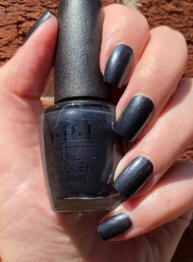 美国OPI指甲油镜面细闪黑色金属色F012 Cave the way独特朋克免烤