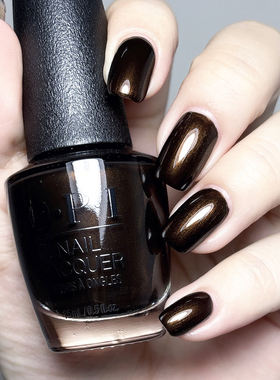 OPI正品秋冬新款指甲油band tease金属棕F026古铜金显白免烤持久