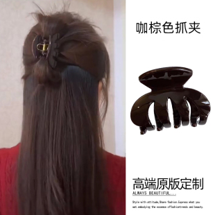 朦胧月色~鸡毛半扎发发夹女后脑勺小抓夹高级发量少鲨鱼夹小号