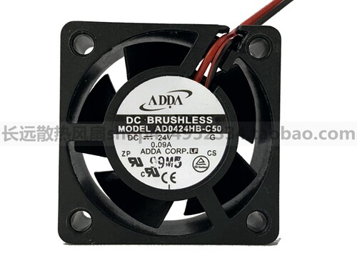 原装 ADDA AD0424HB-C50 24V 0.09A 4CM 4020 2线变频器散热 风扇