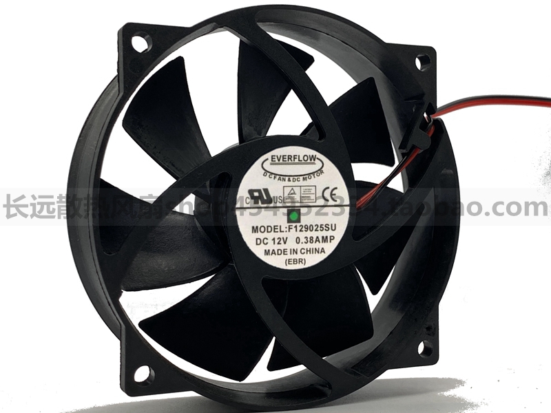 原装EVERFLOW F129025SU 12V 0.38A 圆形9025 pwm调速CPU机箱风扇