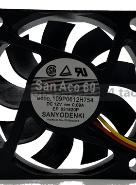 三洋SanAce60 109P0612H754 12V 0.09A 6015 变频器 散热风扇