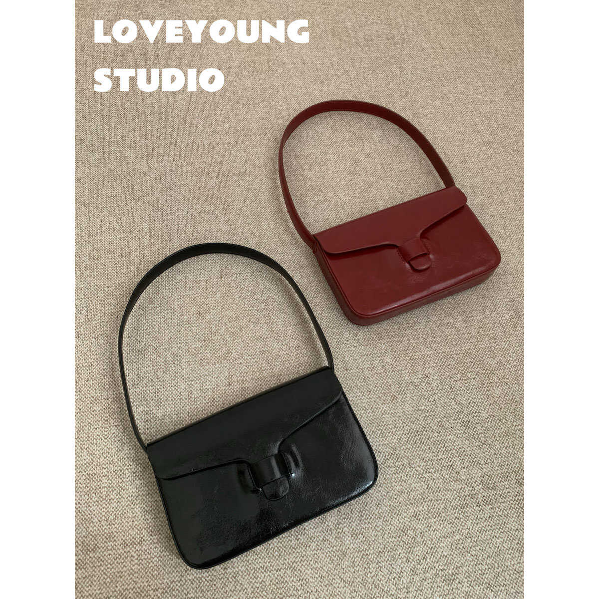 loveyoung 2025春 极简风单肩通勤复古法棍腋下包安可拉红包包