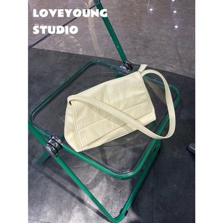 loveyoung 奶黄包2.0 小众鹅黄包法棍腋下包 荔枝纹质感单肩包