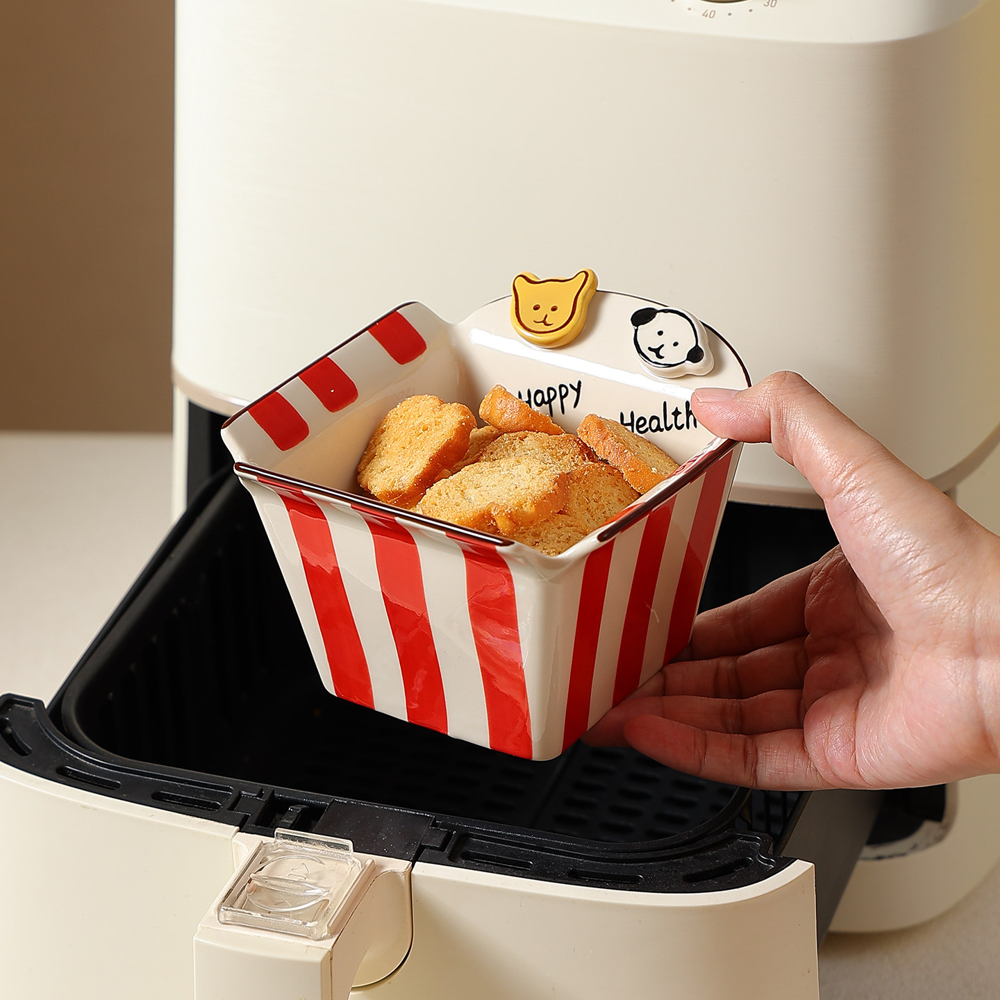 可爱纽扣小狗陶瓷碗女生高颜值沙拉水果碗爆米花碗薯条空气炸锅碗,餐饮具,碗,淘宝优惠券,粉丝福利购,淘宝优惠卷