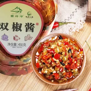 鲜香辣湖南特色下饭菜南岭冲剁辣椒彩色蒜蓉双椒酱拌饭调味450g瓶